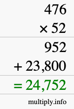How to calculate 476 times 52 using long multiplication How to calculate 476 times 52 using long multiplication
