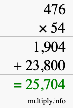 How to calculate 476 times 54 using long multiplication