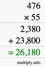 How to calculate 476 times 55 using long multiplication