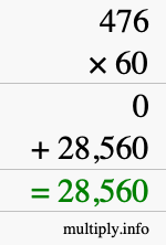 How to calculate 476 times 60 using long multiplication How to calculate 476 times 60 using long multiplication