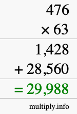 How to calculate 476 times 63 using long multiplication