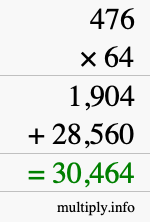 How to calculate 476 times 64 using long multiplication