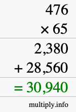 How to calculate 476 times 65 using long multiplication
