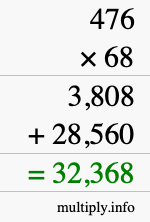 How to calculate 476 times 68 using long multiplication