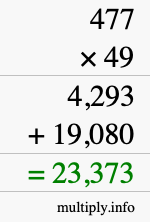 How to calculate 477 times 49 using long multiplication