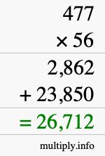 How to calculate 477 times 56 using long multiplication