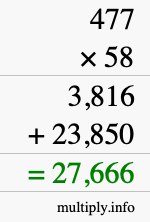 How to calculate 477 times 58 using long multiplication How to calculate 477 times 58 using long multiplication