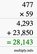How to calculate 477 times 59 using long multiplication