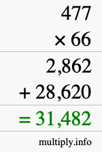 How to calculate 477 times 66 using long multiplication