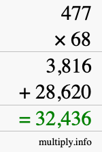 How to calculate 477 times 68 using long multiplication