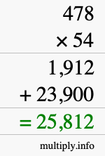 How to calculate 478 times 54 using long multiplication