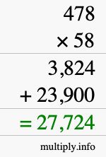 How to calculate 478 times 58 using long multiplication How to calculate 478 times 58 using long multiplication