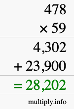 How to calculate 478 times 59 using long multiplication