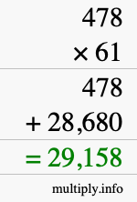 How to calculate 478 times 61 using long multiplication
