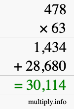 How to calculate 478 times 63 using long multiplication