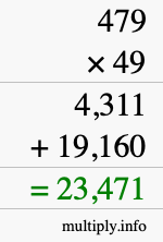 How to calculate 479 times 49 using long multiplication