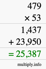 How to calculate 479 times 53 using long multiplication