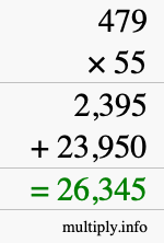 How to calculate 479 times 55 using long multiplication
