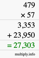 How to calculate 479 times 57 using long multiplication