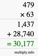 How to calculate 479 times 63 using long multiplication