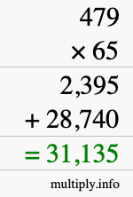 How to calculate 479 times 65 using long multiplication