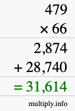 How to calculate 479 times 66 using long multiplication