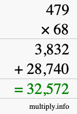 How to calculate 479 times 68 using long multiplication