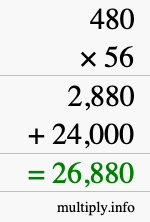 How to calculate 480 times 56 using long multiplication