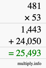 How to calculate 481 times 53 using long multiplication