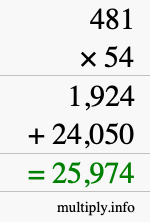 How to calculate 481 times 54 using long multiplication