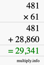 How to calculate 481 times 61 using long multiplication