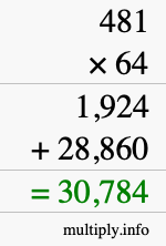 How to calculate 481 times 64 using long multiplication