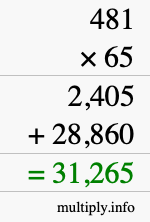 How to calculate 481 times 65 using long multiplication How to calculate 481 times 65 using long multiplication