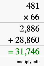 How to calculate 481 times 66 using long multiplication