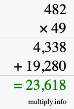 How to calculate 482 times 49 using long multiplication