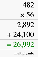 How to calculate 482 times 56 using long multiplication