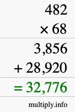 How to calculate 482 times 68 using long multiplication