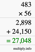 How to calculate 483 times 56 using long multiplication