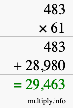 How to calculate 483 times 61 using long multiplication