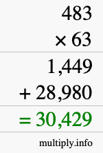 How to calculate 483 times 63 using long multiplication