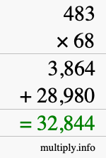 How to calculate 483 times 68 using long multiplication