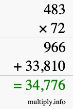 How to calculate 483 times 72 using long multiplication