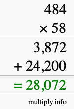 How to calculate 484 times 58 using long multiplication How to calculate 484 times 58 using long multiplication