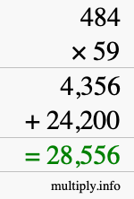 How to calculate 484 times 59 using long multiplication