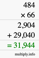 How to calculate 484 times 66 using long multiplication