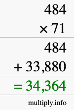 How to calculate 484 times 71 using long multiplication How to calculate 484 times 71 using long multiplication