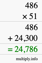 How to calculate 486 times 51 using long multiplication