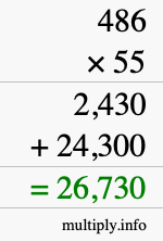 How to calculate 486 times 55 using long multiplication