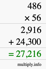 How to calculate 486 times 56 using long multiplication