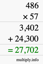 How to calculate 486 times 57 using long multiplication